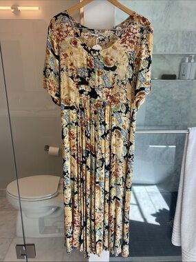 Bila Floral Maxi Dress - Yellow, Black, Blue
